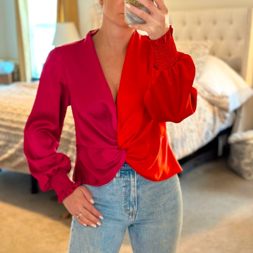 Aqua blouse from Bloomingdales